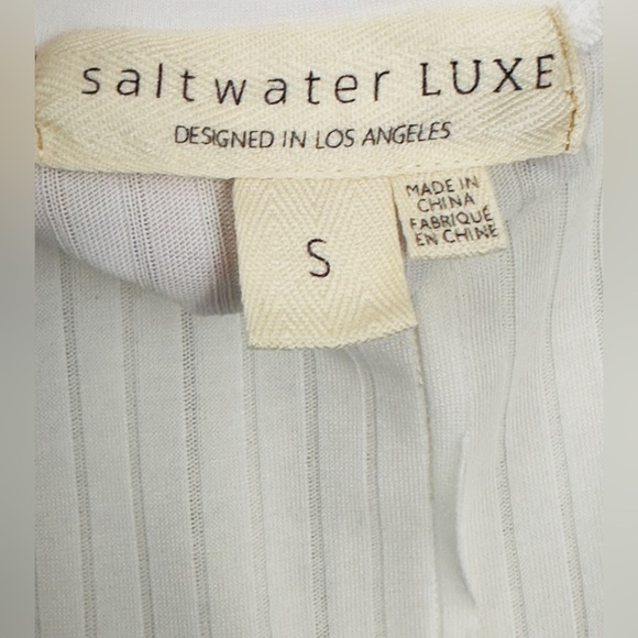 SALT WATER LUXE - White Scoop Neck & Back, Ribbed A-line Tank Exposed Se… - Picture 5 of 5